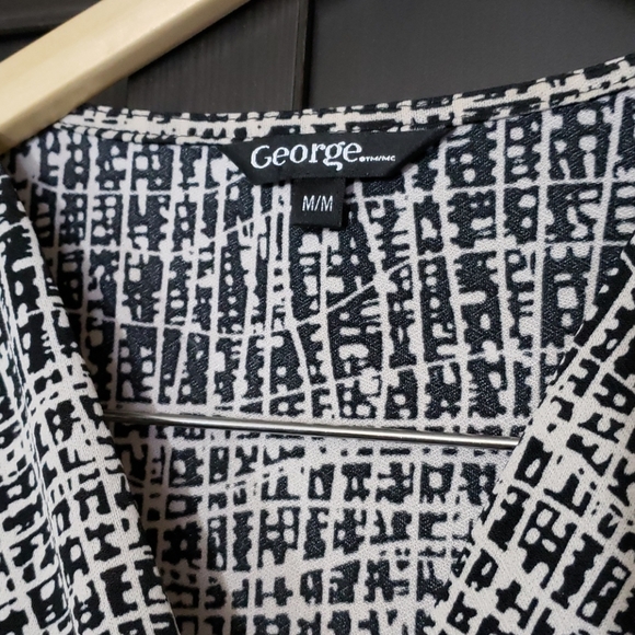 Black and White Wrap Dress - Picture 2 of 3